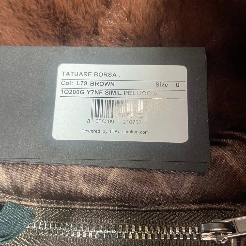 LUSCIOUS GREAT GIFT!! BNWT Pinko Debossed faux fur plush tote brown PRICE FIRM - Picture 11 of 16
